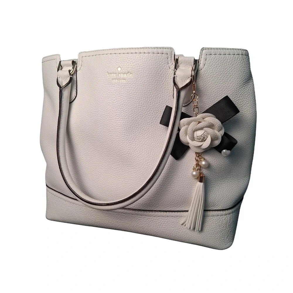 Kate‎ Spade New York White Pebble Leather Tote 13 x 10 x 6